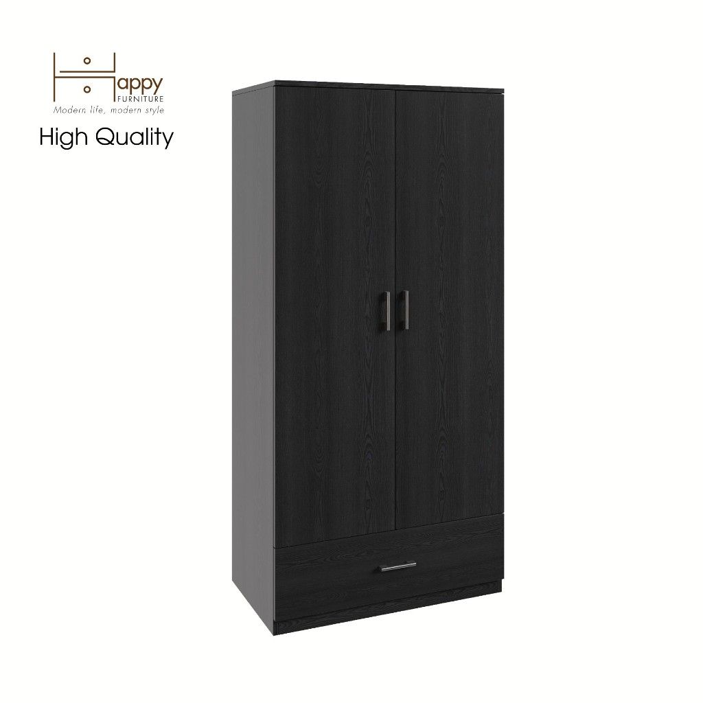 HAPPY FURNITURE , Tủ quần áo cửa mở 1 ngăn kéo - SALY , TCM_005 , 80cm x 48cm x 168cm