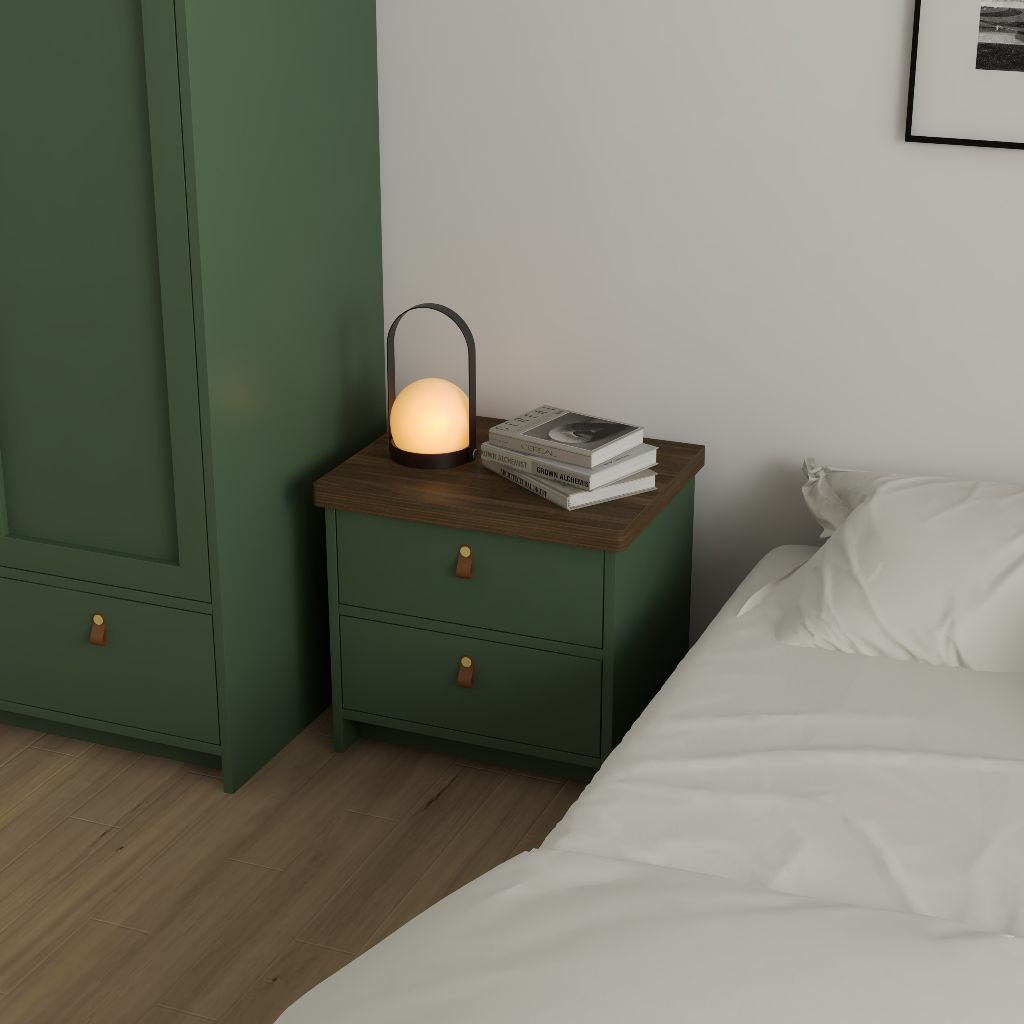 HAPPY FURNITURE , Táp đầu giường 2 ngăn kéo - NOMIA , THK_069 , 50cm x 40cm x 46cm
