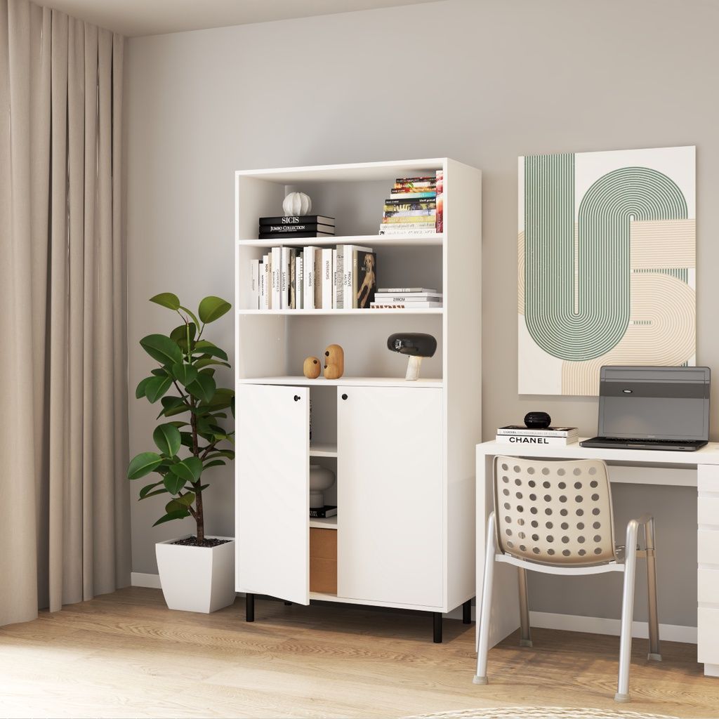 HAPPY FURNITURE , Kệ sách 6 tầng chân sắt - CATY , KSA_017 , 90cm x 40cm x 180cm