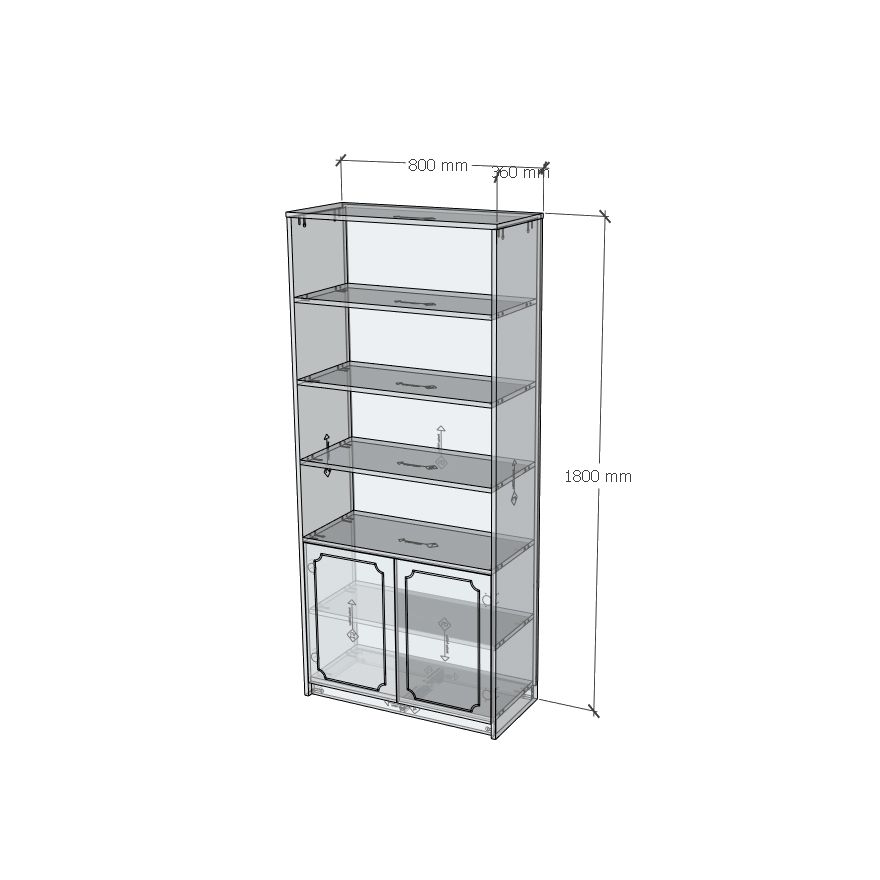 HAPPY FURNITURE , Kệ lưu trữ 6 tầng 2 cửa mở - NERIS , TCM_148 , 80cm x 36cm x 180cm