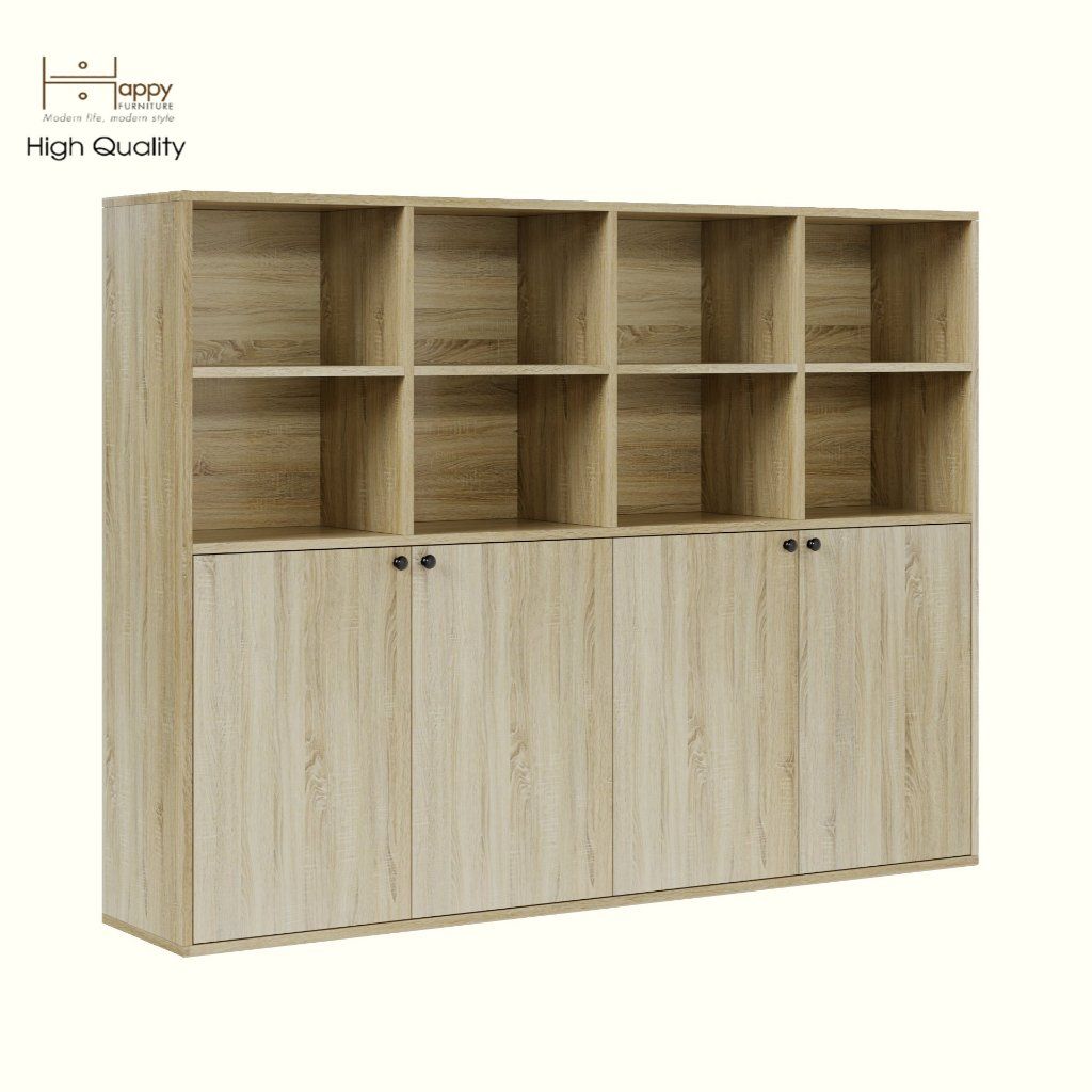 HAPPY FURNITURE , ZACY - Kệ lưu trữ 4 cửa mở , TCM_207 , 160cm x 32cm x 120cm DxRxC, Sản phẩm phổ thông