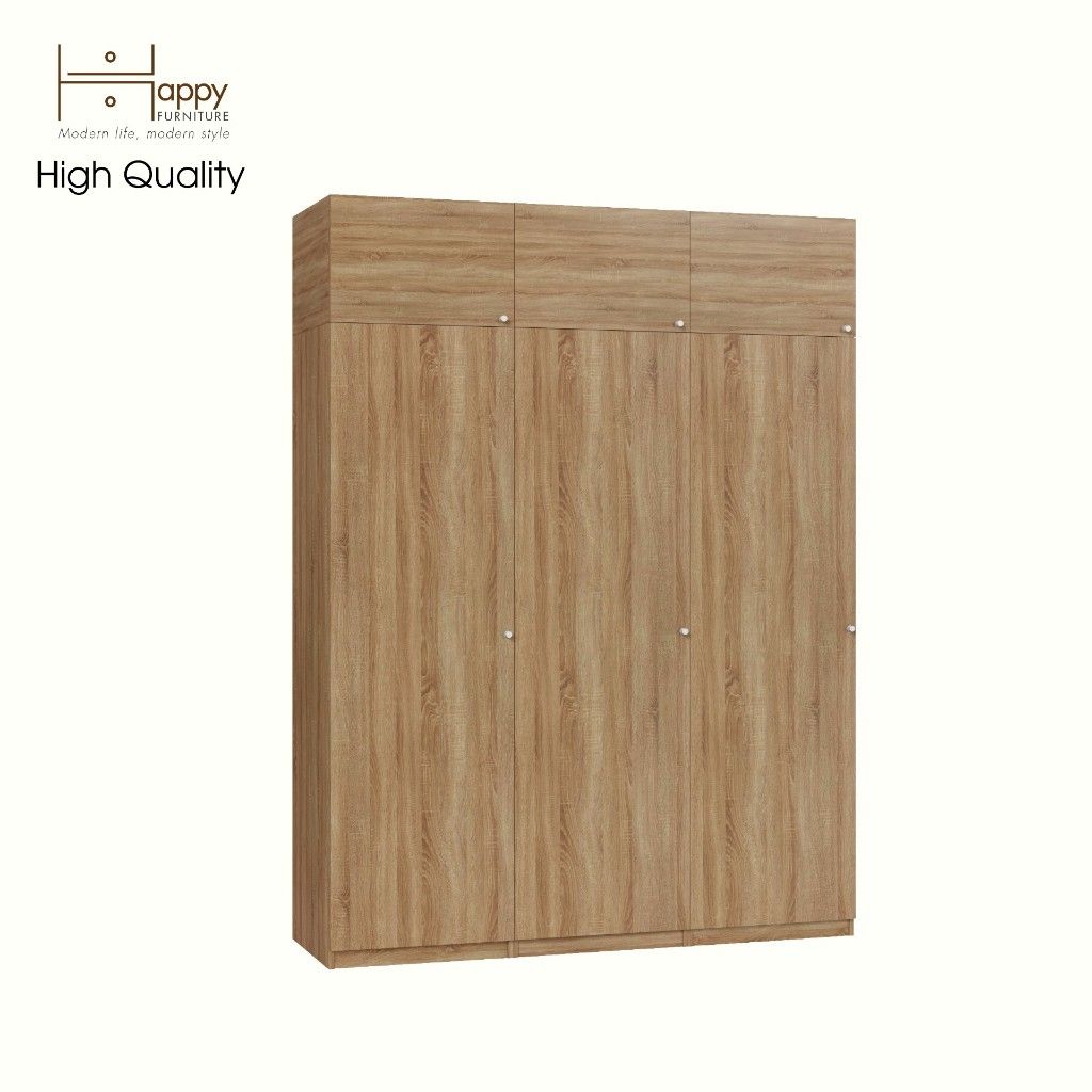 HAPPY FURNITURE , Tủ quần áo 3 cửa mở 1m8x2m4 - SCANDINA , TCM_090 , 180cm x 57cm x 241cm