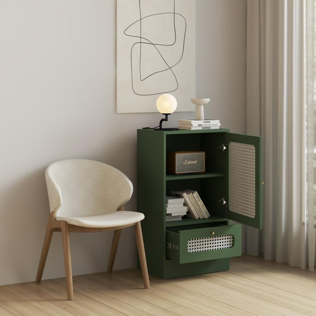 HAPPY FURNITURE , Tủ đựng đồ cánh mây - MEYDAN , TCM_049 , 50cm x 32cm x 90cm