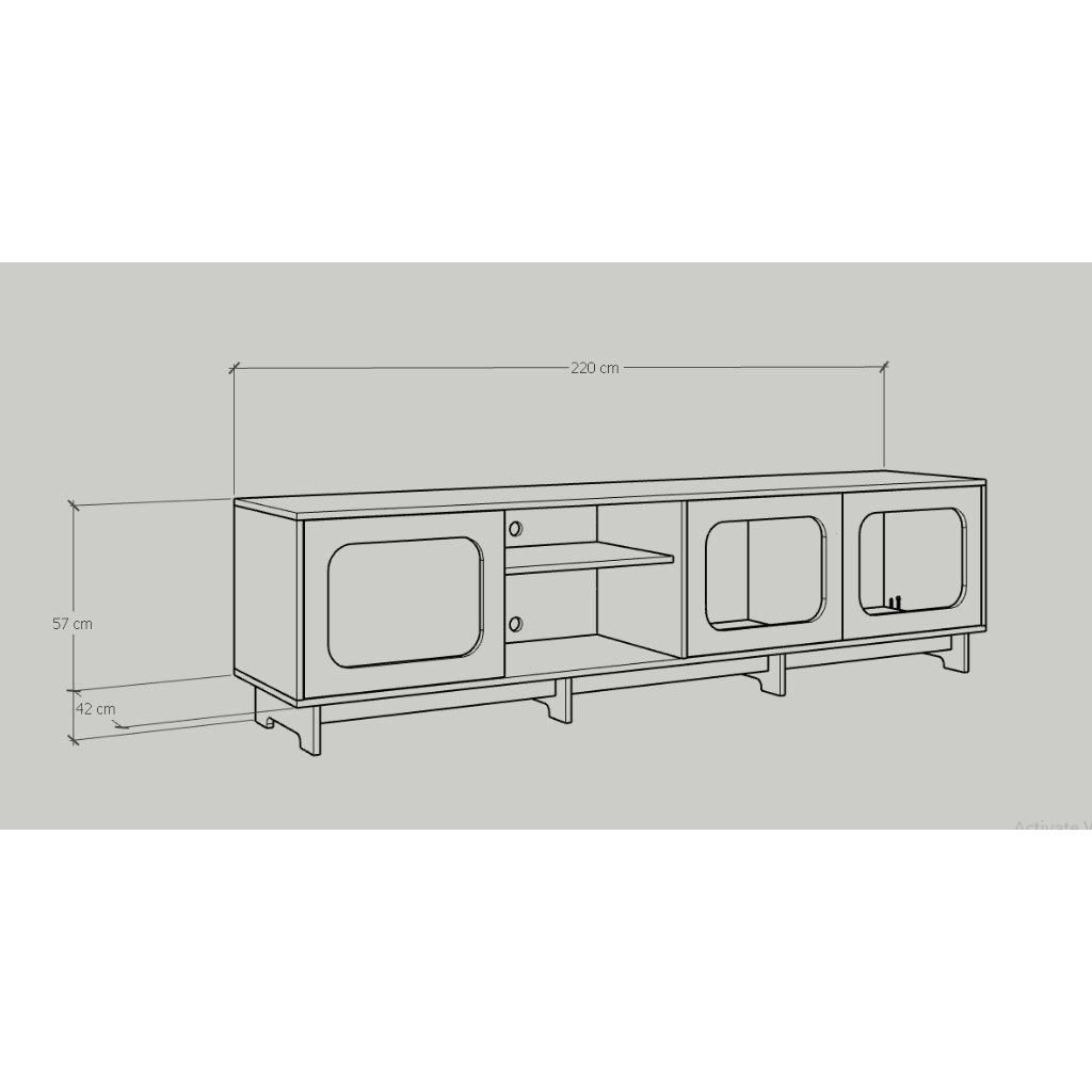 HAPPY FURNITURE , Kệ TV 3 cửa mở - MEYDAN , KTV_012 , 220cm x 42cm x 57cm