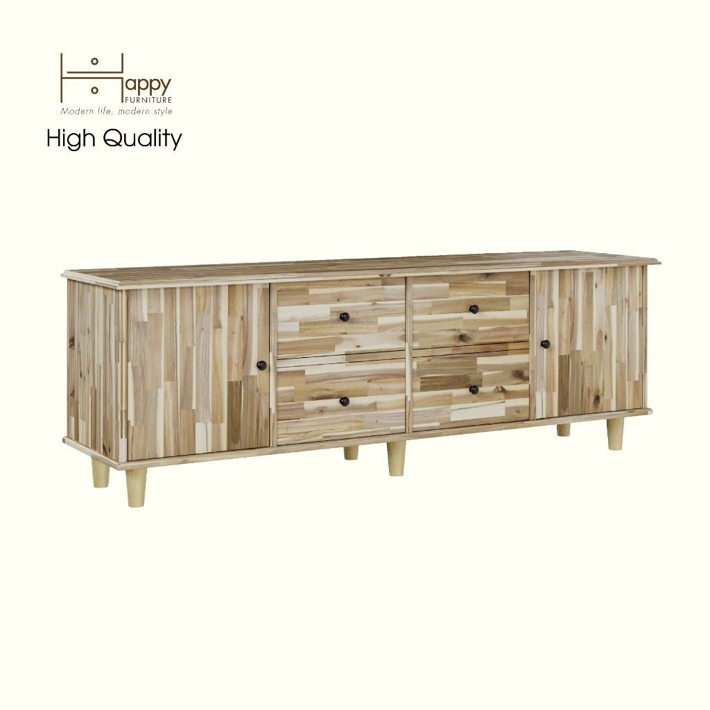 HAPPY FURNITURE , Gỗ tự nhiên , Kệ TV 2 cửa mở 4 ngăn kéo - FARAH , KTV_057 , 160x40x54cm