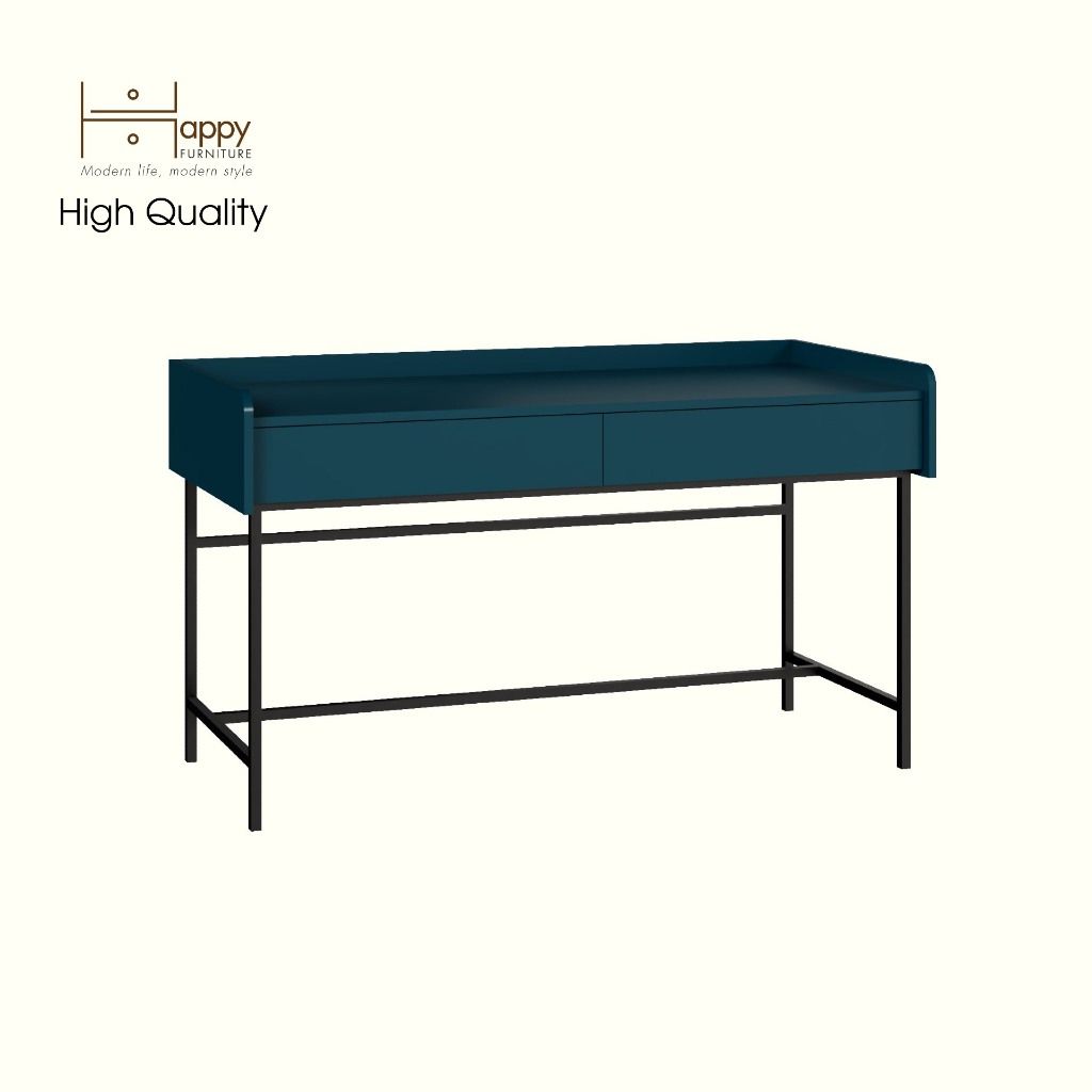 HAPPY FURNITURE , Bàn làm việc 2 ngăn kéo chân sắt - LAVIA , BAN_087, 140cm x 59cm x 80cm