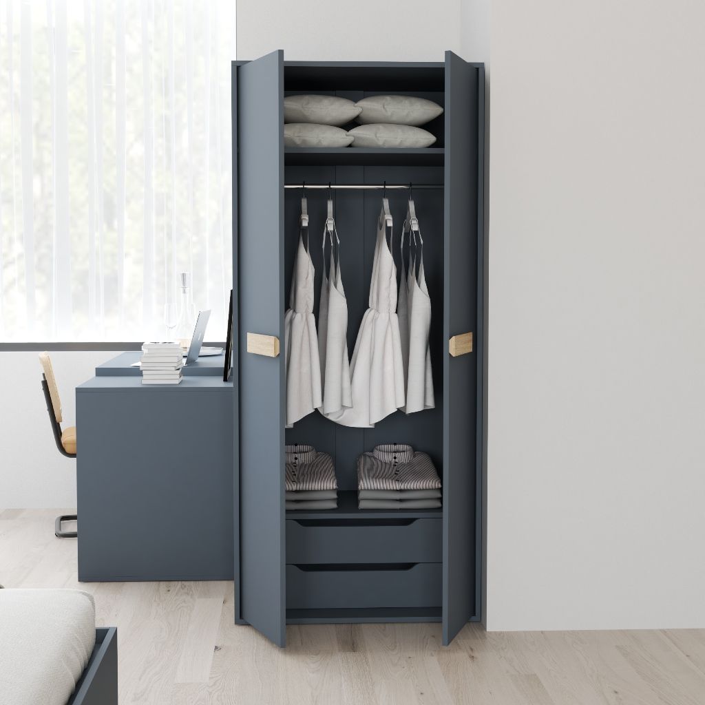 HAPPY FURNITURE , Tủ quần áo 2 cửa mở - SPACE, TCM_240 , 80cm x 59cm x 180cm DxRxC