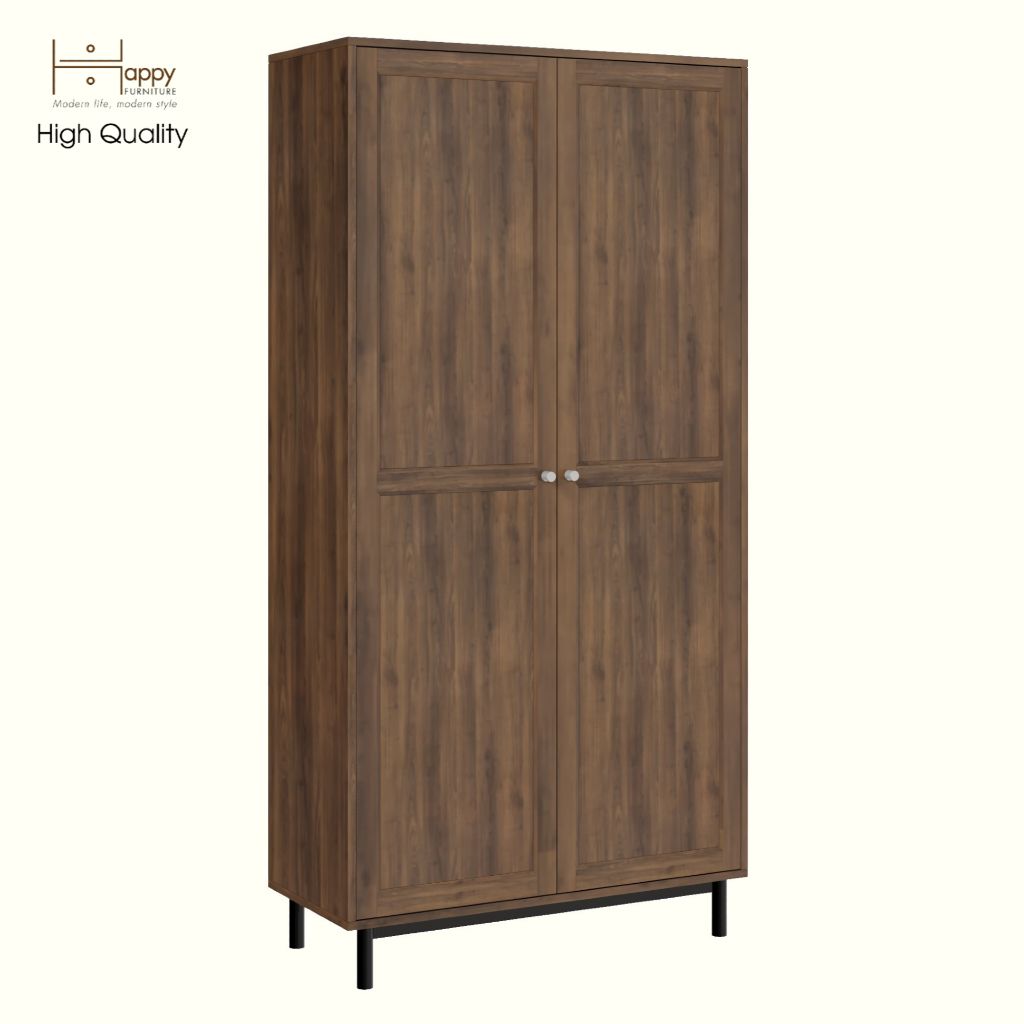 HAPPY FURNITURE , Kệ sách 6 tầng 2 cửa mở chân sắt - CATY , KSA_056 , 90cm x 39cm x 180cm