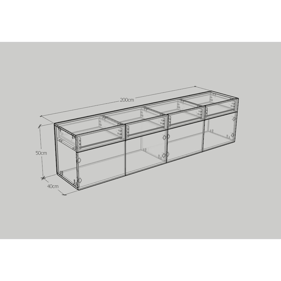 HAPPY FURNITURE , Kệ Tivi 4 ngăn kéo 4 cửa mở - WESLEY , KTV_003 , 200cm x 40cm x 50cm