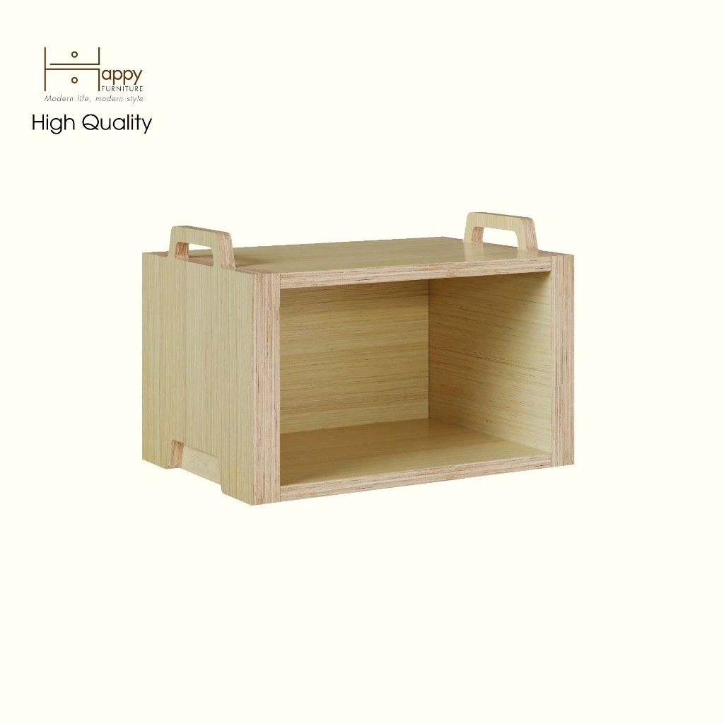 HAPPY FURNITURE , Gỗ tự nhiên , Thùng lưu trữ gỗ Plywood - GAMOR , TLT_018 , 45cm x 30cm x 30cm DxRxC
