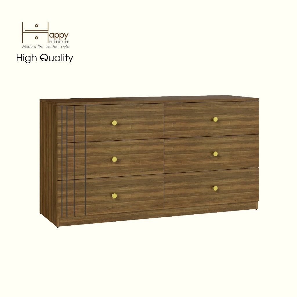 HAPPY FURNITURE , Tủ lưu trữ 6 ngăn kéo - JOVIE , THK_152 , 140cm x 45cm x 75cm