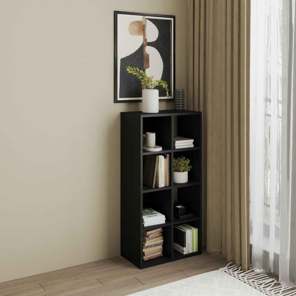 HAPPY FURNITURE , Kệ sách 8 ngăn - CHANN, KSA_105 , 54cm x 28cm x 106cm DxRxC