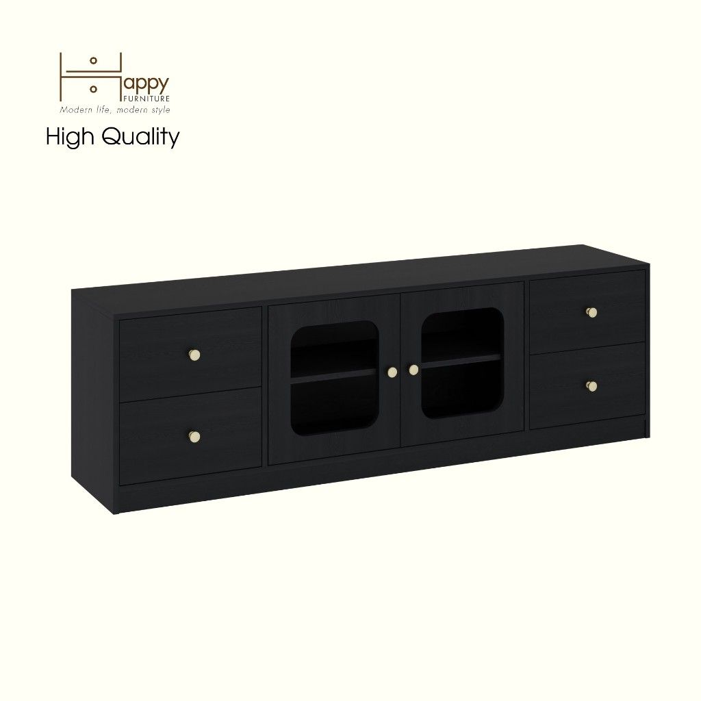 HAPPY FURNITURE , Kệ TV 2 cửa kính 4 ngăn kéo - NOAH , KTV_104 , 180cm x 40cm x 56cm DxRxC