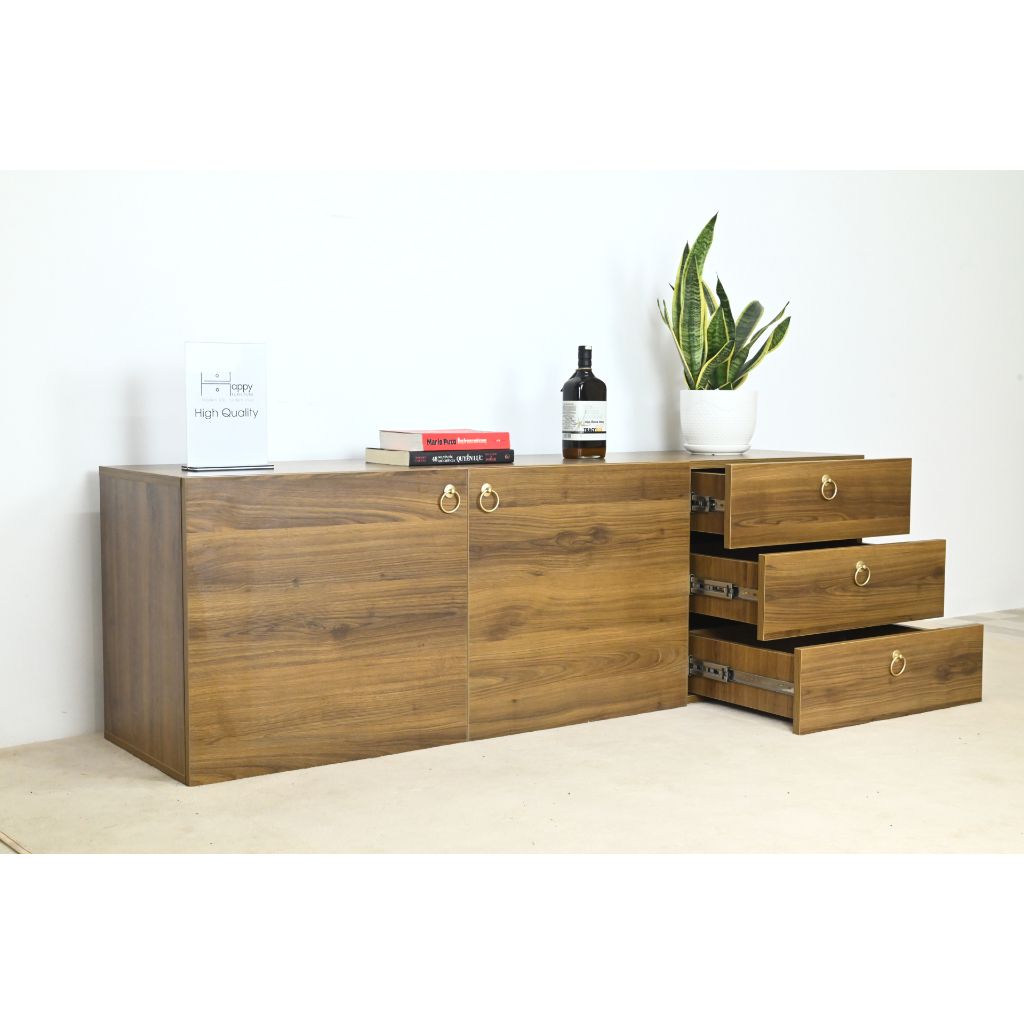 HAPPY FURNITURE , Kệ Tivi 3 ngăn kéo 2 cửa mở - WESLEY , KTV_004 , 160cm x 40cm x 50cm