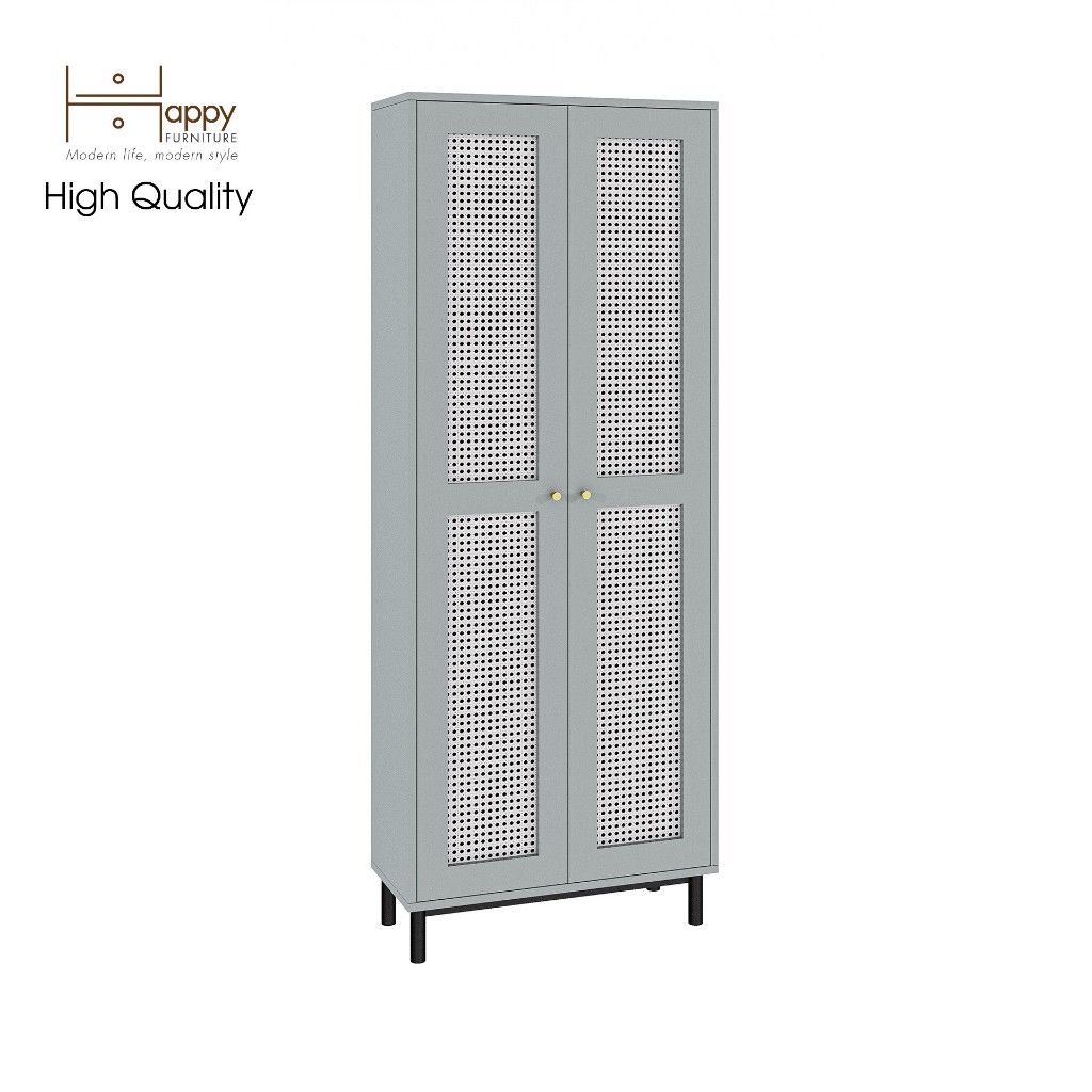HAPPY FURNITURE , Tủ sách 2 cửa mở chân sắt - ROTAN , TCM_136 , 70cm x 30cm x 180cm