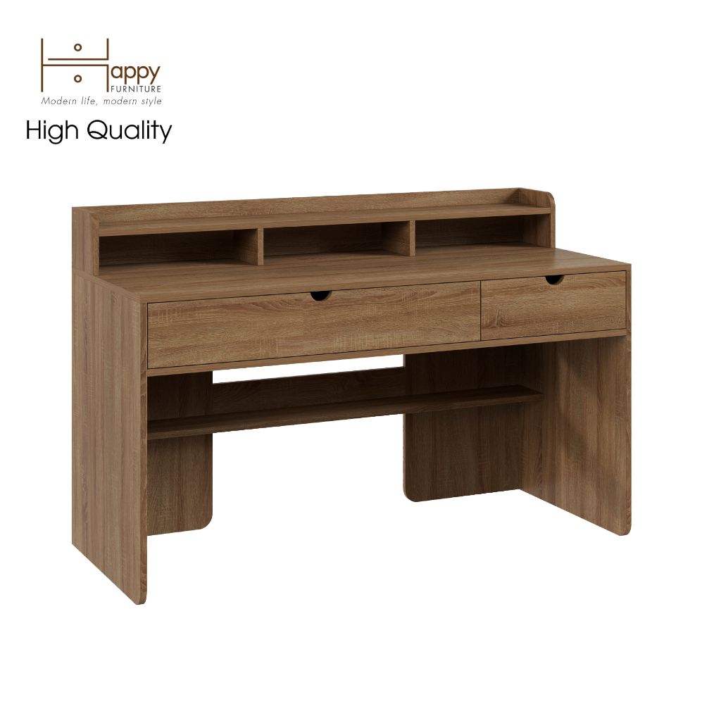 HAPPY FURNITURE , Bàn làm việc 2 ngăn kéo - CIRCLE , BAN_046 , 140cm x 60cm x 91cm