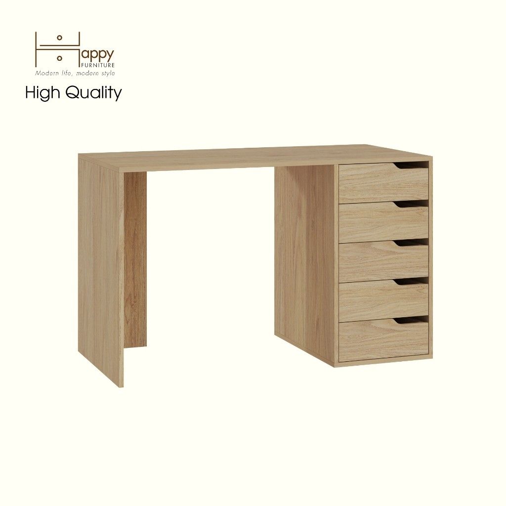 HAPPY FURNITURE , Bàn làm việc 5 ngăn kéo - ASO, BAN_148 , 120cm x 59cm x 75cm DxRxC