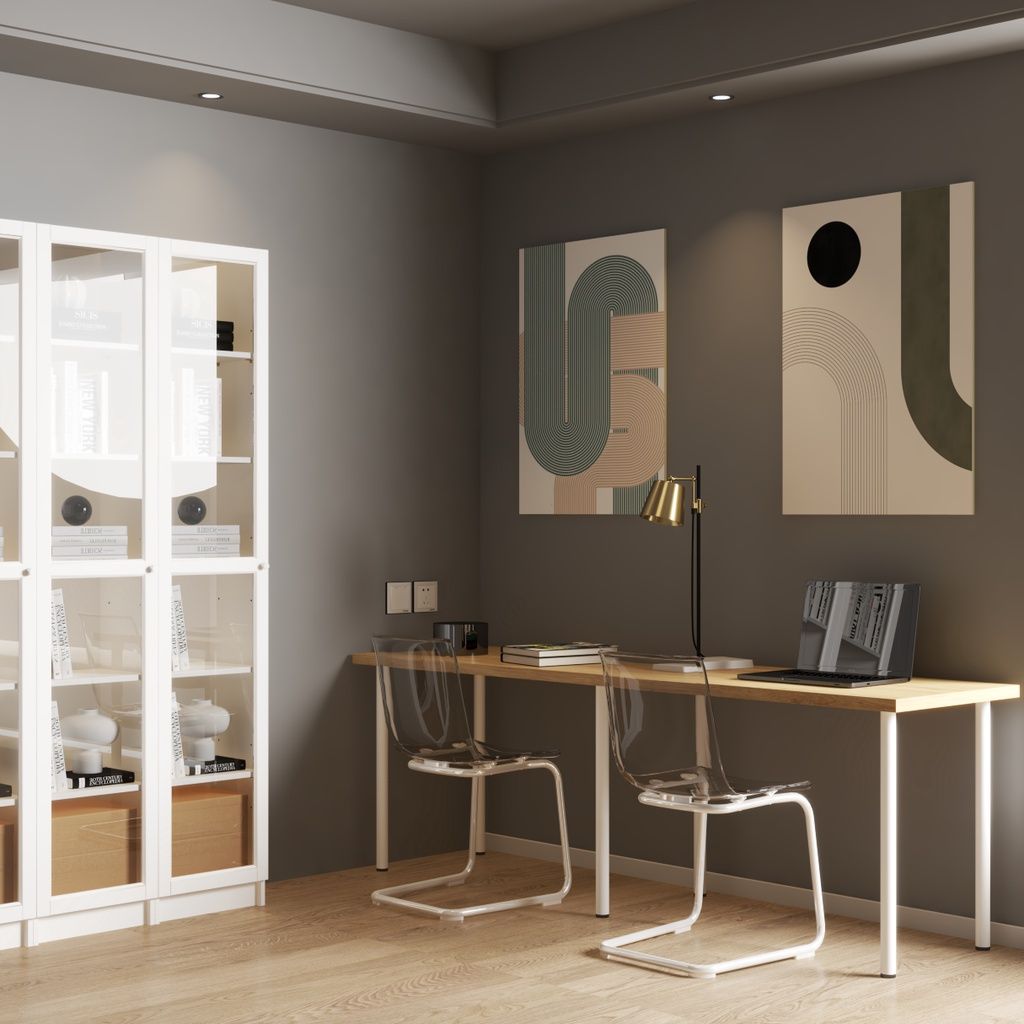 HAPPY FURNITURE , Bàn làm việc 6 chân sắt - LIDA , BAN_017 BAN_018 BAN_019 , 60x73cm , sâu x cao