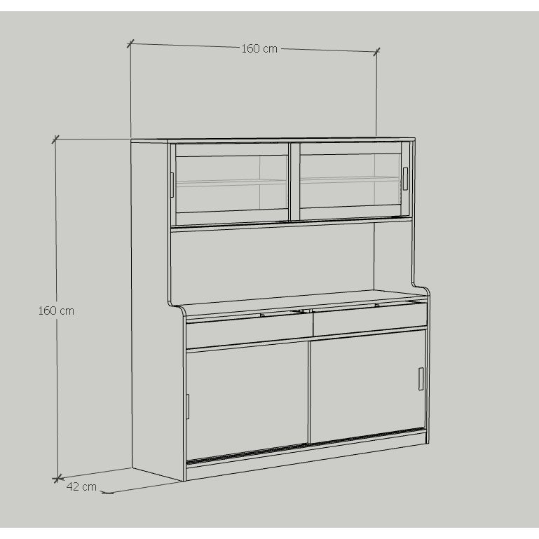 HAPPY FURNITURE , Kệ lưu trữ nhà bếp - LUCA , TCL_013 , 160cm x 42cm x 160cm