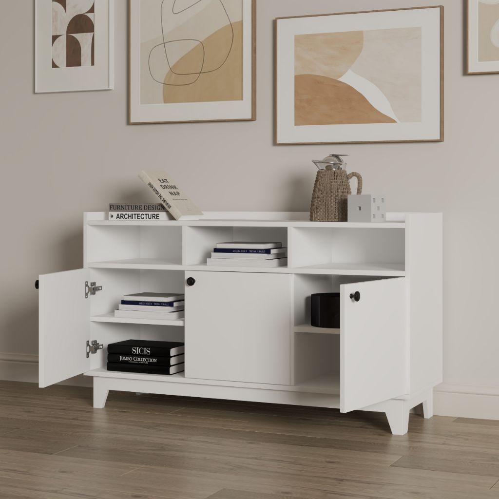 HAPPY FURNITURE , Tủ lưu trữ 3 cửa mở - KINA , TCM_040 , 124cm x 40cm x 72cm
