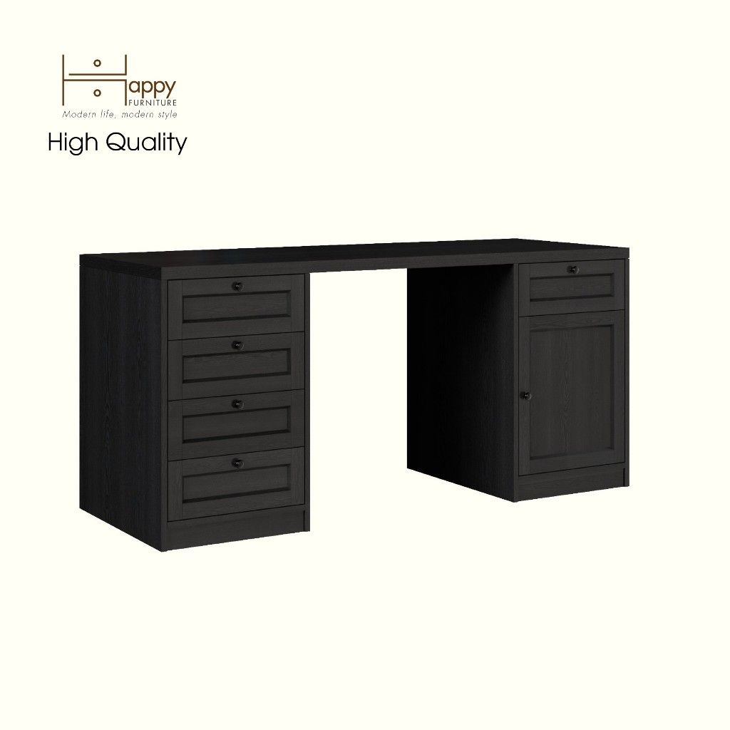 HAPPY FURNITURE , MATTA - Bàn làm việc 5 ngăn kéo 1 cửa mở , BAN_124 , 160cm x 59cm x 75cm DxRxC