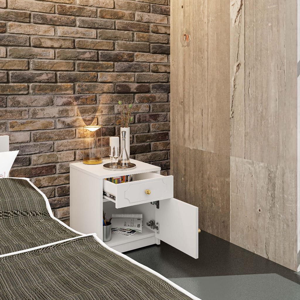 HAPPY FURNITURE , Táp đầu giường 1 cửa mở - NERIS , TCM_144 , 40cm x 40cm x 45cm