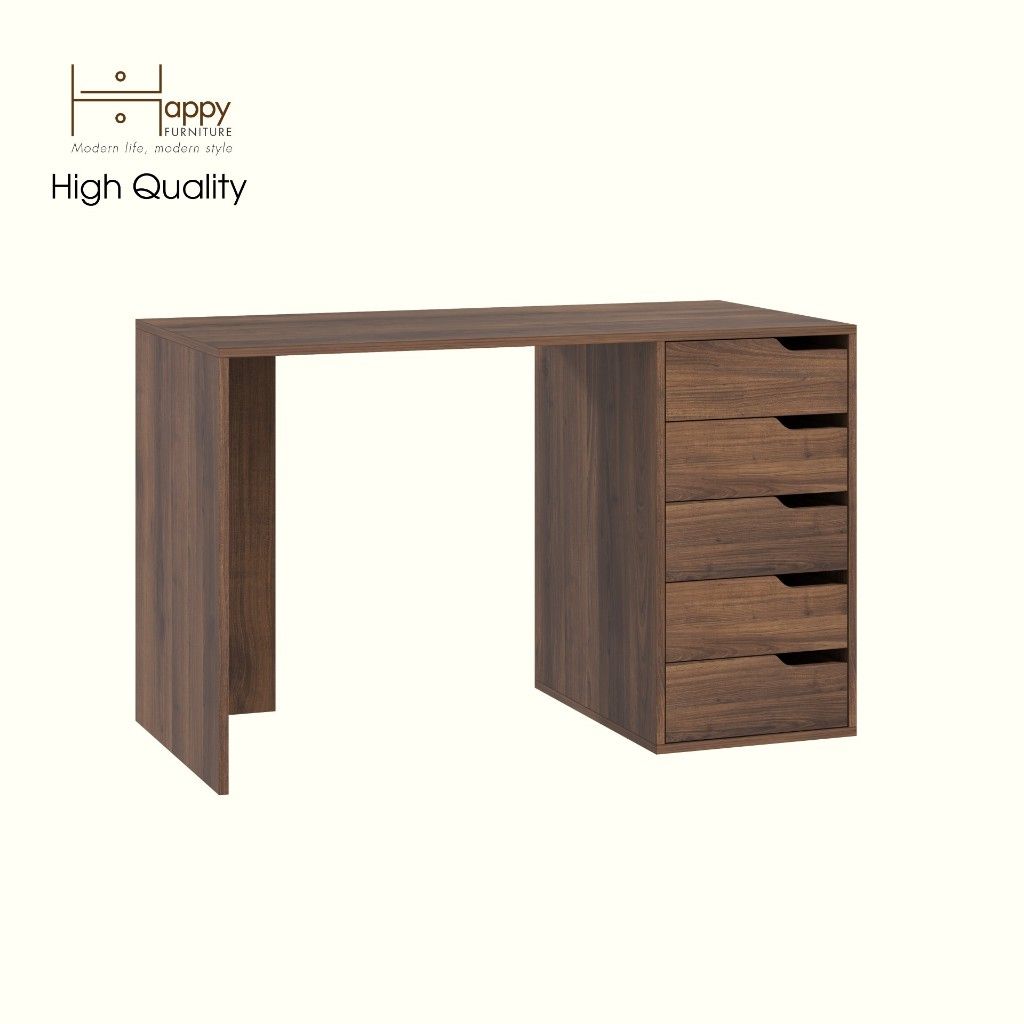 HAPPY FURNITURE , Bàn làm việc 5 ngăn kéo - ASO, BAN_148 , 120cm x 59cm x 75cm DxRxC