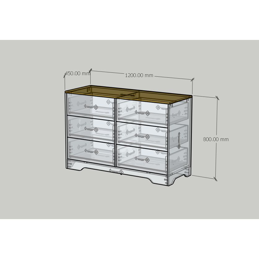HAPPY FURNITURE , Tủ lưu trữ 6 ngăn kéo - SAFA , THK_325 , 120cm x 45cm x 80cm DxRxC