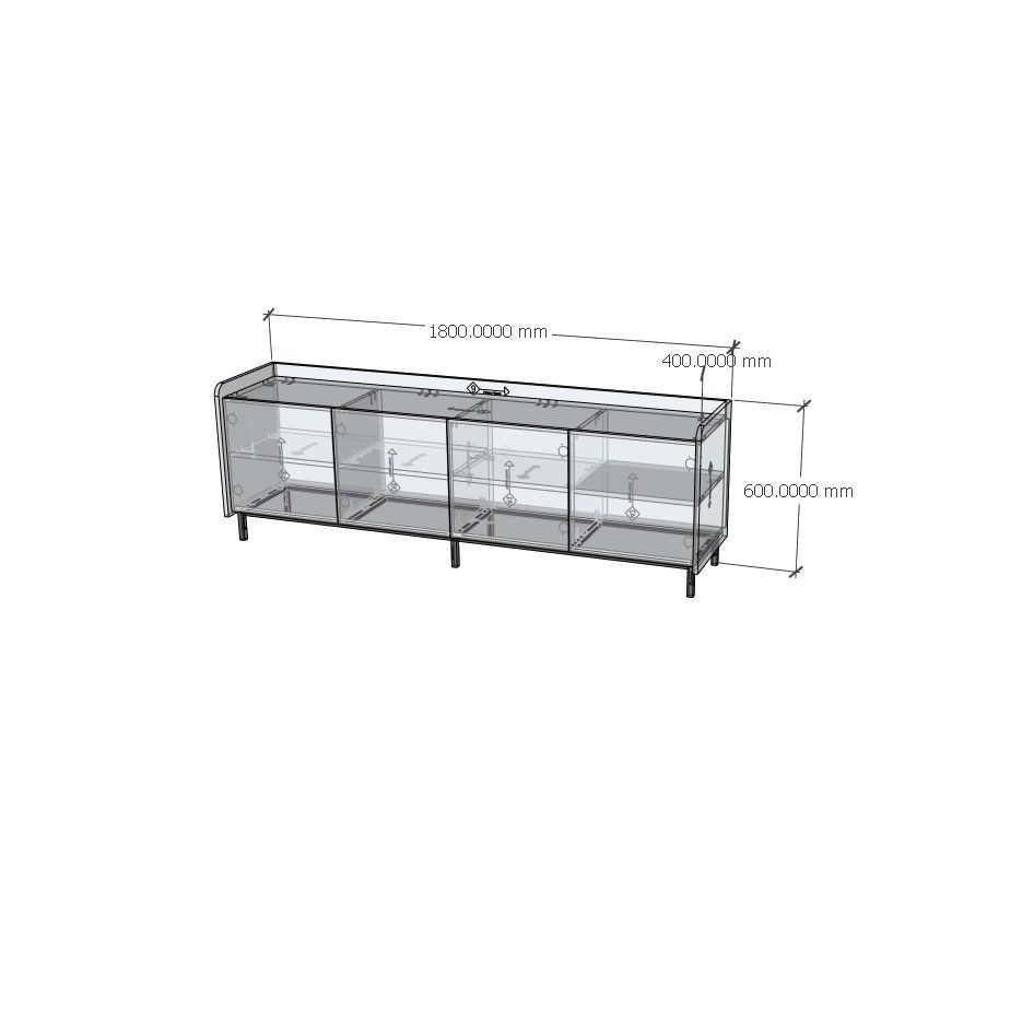 HAPPY FURNITURE , Kệ TV 4 cửa mở chân sắt - LAVIA , KTV_046 , 180cm x 40cm x 60cm