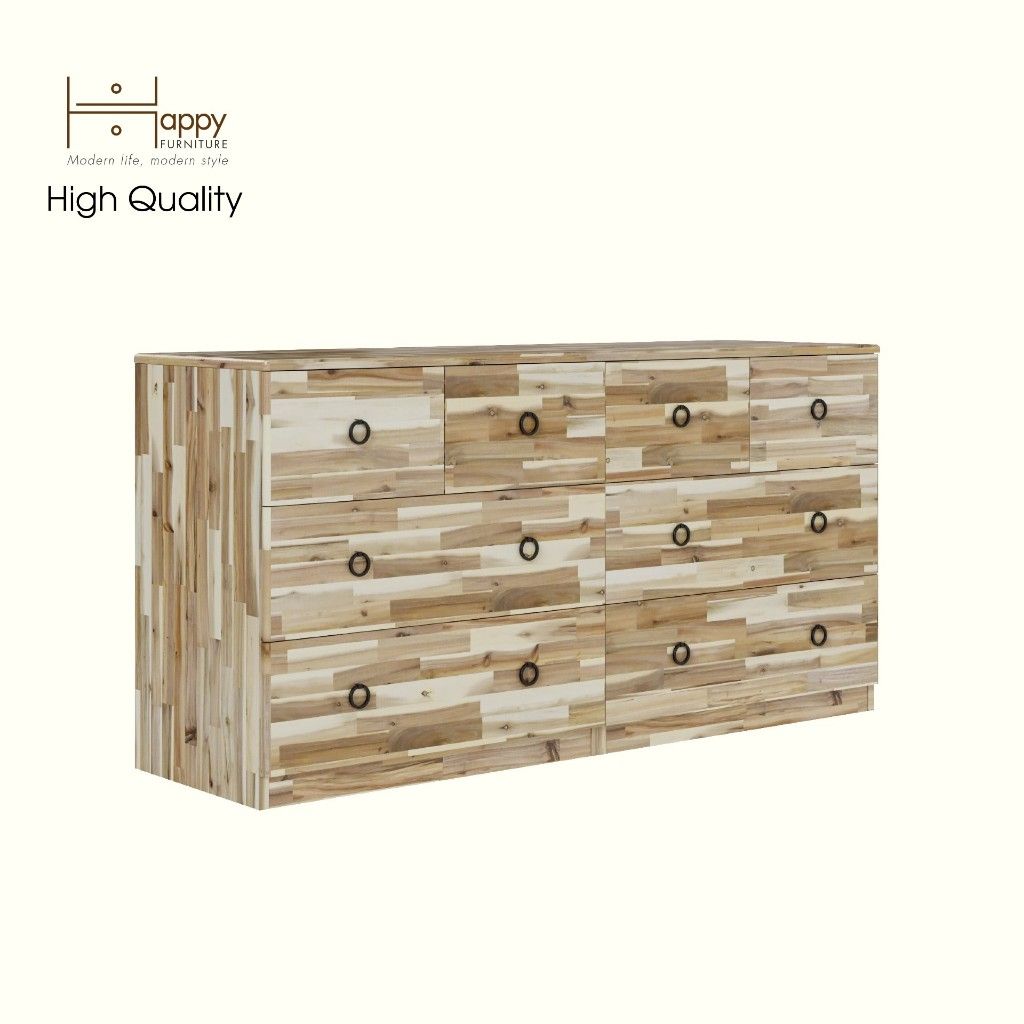 HAPPY FURNITURE , gỗ tự nhiên , Tủ lưu trữ 8 ngăn kéo - YANNA , THK_187 , 150cm x 45cm x 76cm
