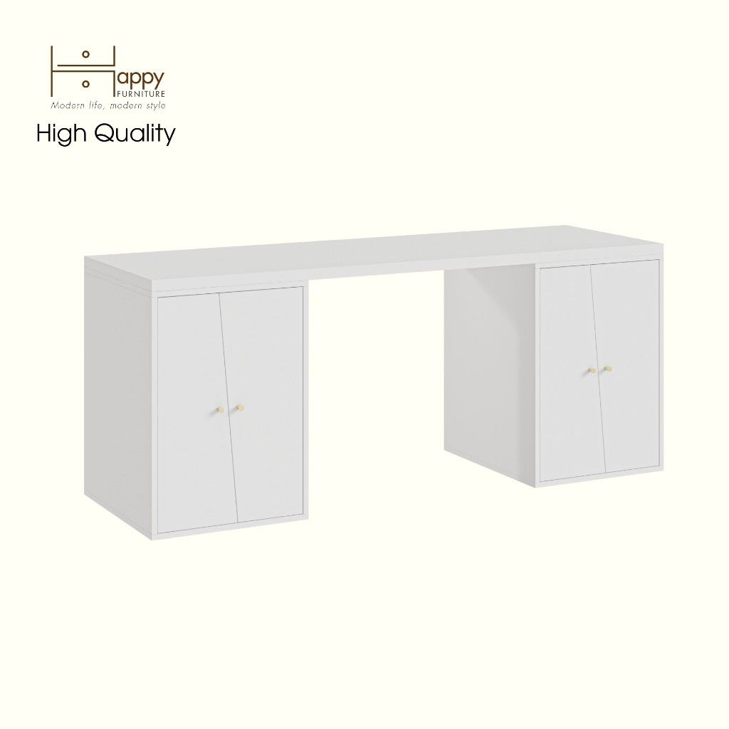 HAPPY FURNITURE , Bàn làm việc 4 cửa mở - DALEY , BAN_157 , 180cm x 59cm x 75cm DxRxC