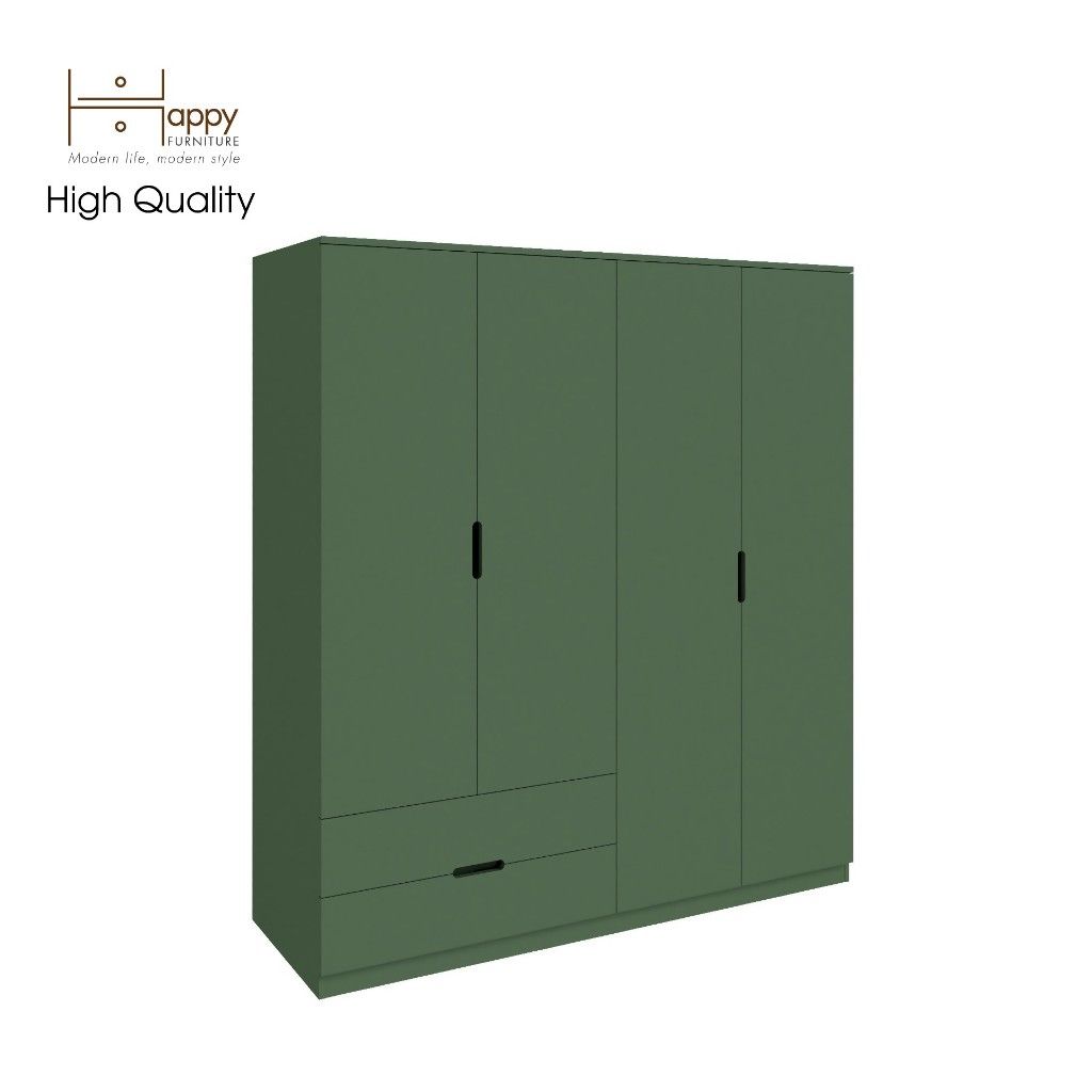 HAPPY FURNITURE , Tủ quần áo 4 cánh mở 2 ngăn kéo - MOLLY , TCM_109 , 160cm x 54cm x 176cm
