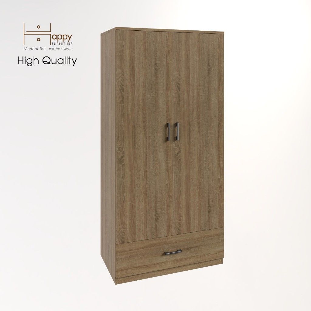 HAPPY FURNITURE , Tủ quần áo cửa mở 1 ngăn kéo - SALY , TCM_005 , 80cm x 48cm x 168cm