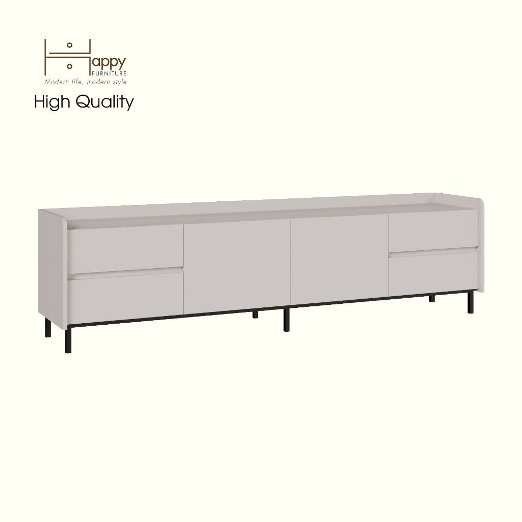 HAPPY FURNITURE , Kệ TV 2 cánh mở 4 ngăn kéo chân sắt - LAVIA , KTV_044 , 200cm x 40cm x 54cm