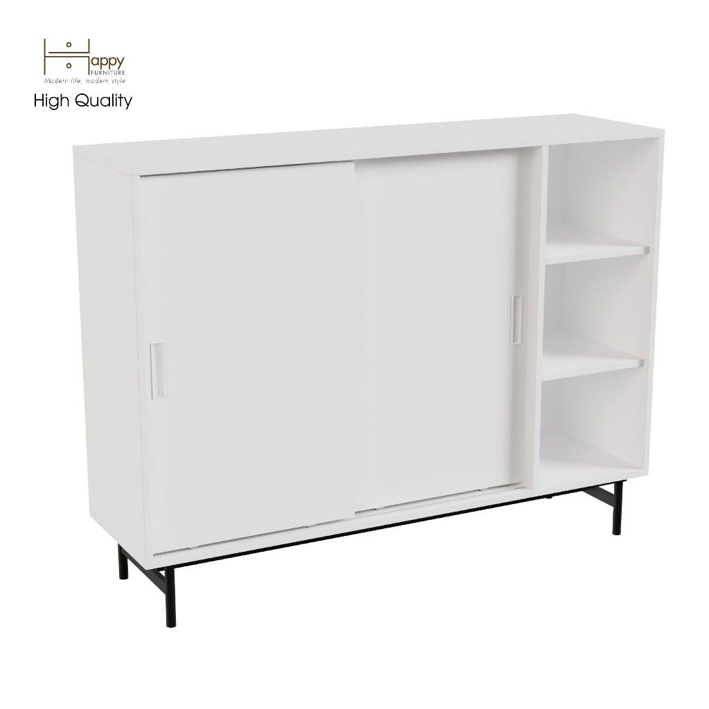 HAPPY FURNITURE , Tủ giày 2 cửa lùa chân sắt - LILY , TCL_021 , 128cm x 36cm x 98cm