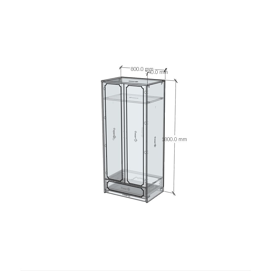 HAPPY FURNITURE , Tủ quần áo 2 cửa mở 1 ngăn kéo - NERIS , TCM_149 , 80cm x 54cm x 180cm