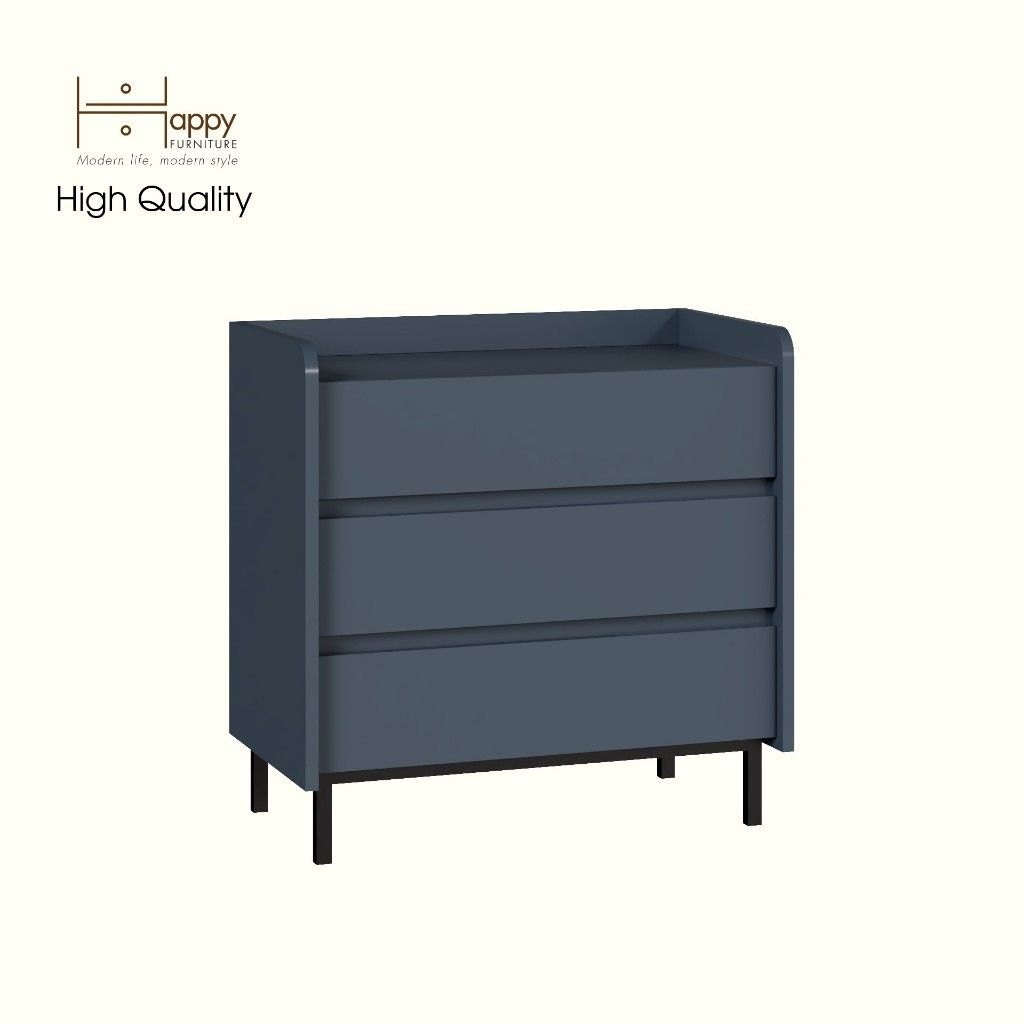 HAPPY FURNITURE , Tủ lưu trữ 3 ngăn kéo chân sắt - LAVIA , THK_154 , 66cm x 40cm x 66cm