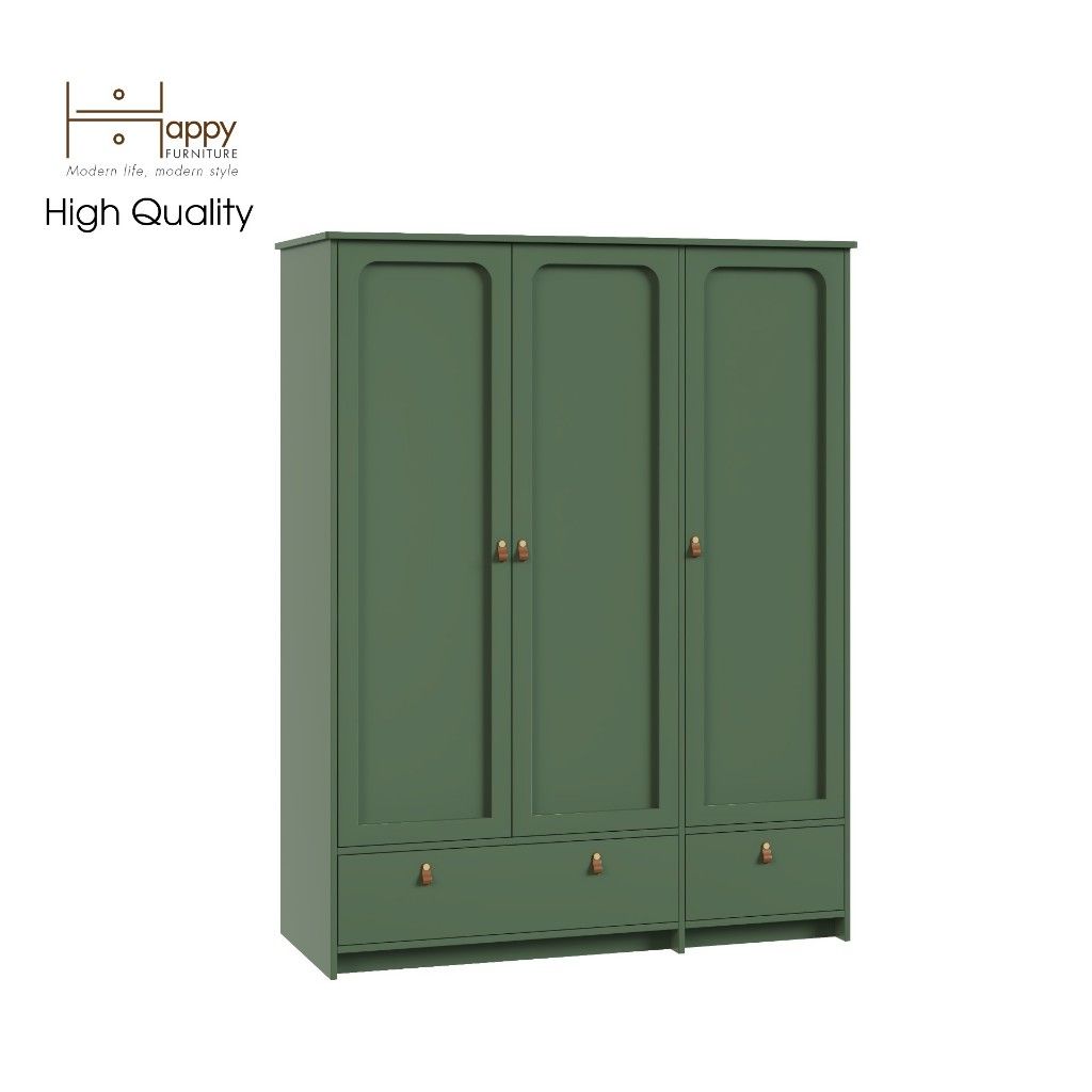 HAPPY FURNITURE , Tủ quần áo 3 cửa mở 2 ngăn kéo - NOMIA , TCM_038 , 140cm x 58cm x 180cm