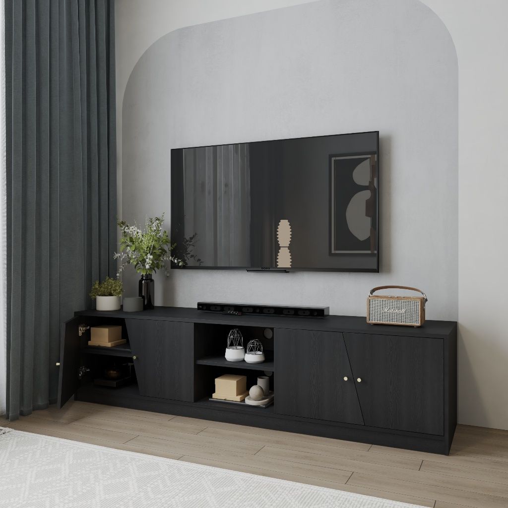 HAPPY FURNITURE , Kệ TV 4 cửa mở - DALEY , KTV_102 , 200cm x 45cm x 50cm DxRxC