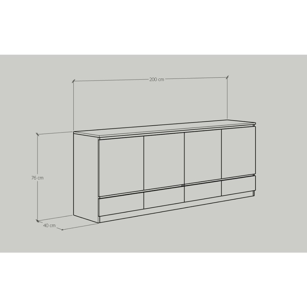 HAPPY FURNITURE , Tủ lưu trữ 4 cánh mở - OLA , TCM_076 , 180cm x 40cm x 76cm