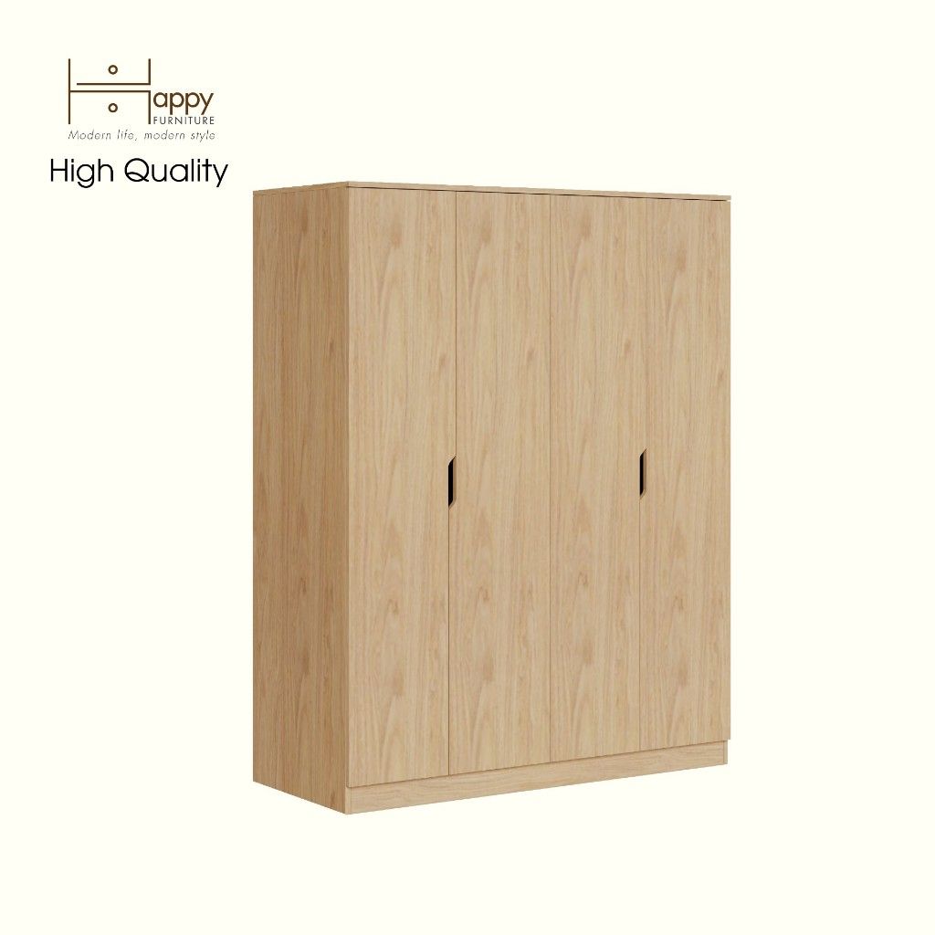 HAPPY FURNITURE , Tủ quần áo 4 cửa mở 4 ngăn kéo - DASH , TCM_023 , 140cm x 58cm x 180cm