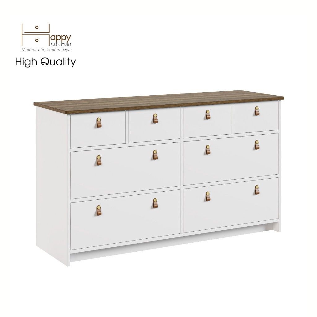 HAPPY FURNITURE , Tủ lưu trữ 8 ngăn kéo - NOMIA , THK_065 , 140cm x 45cm x 80cm