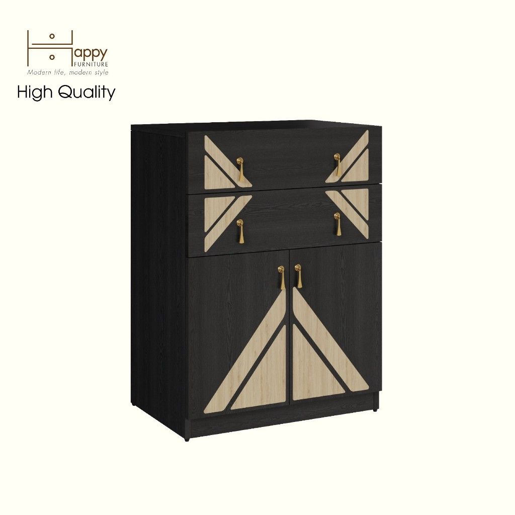 HAPPY FURNITURE , Tủ lưu trữ 2 cửa mở 2 ngăn kéo - CHARIS , TCM_119 , 60cm x 40cm x 80cm