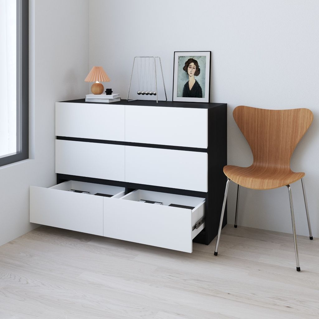 HAPPY FURNITURE , Tủ lưu trữ 6 ngăn kéo - KALA, THK_291 ,110cm x 40cm x 80cm DxRxC