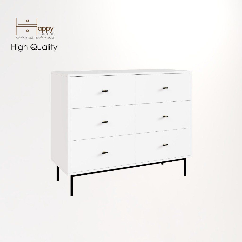HAPPY FURNITURE , Tủ đựng đồ 6 ngăn kéo chân sắt - BECKY , THK_034 , 120cm x 50cm x 100cm