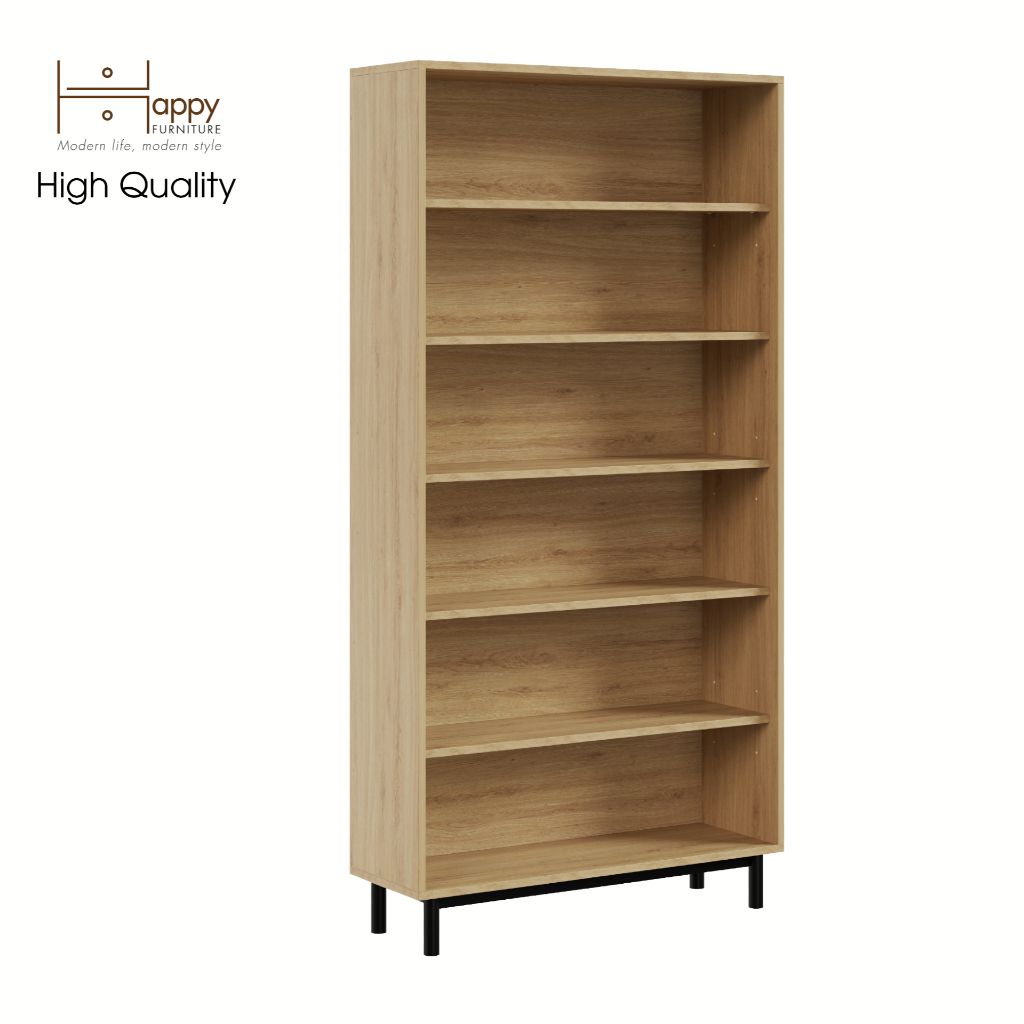 HAPPY FURNITURE , Kệ sách 6 tầng chân sắt - CATY , KSA_015 , 90cm x 30cm x 180cm