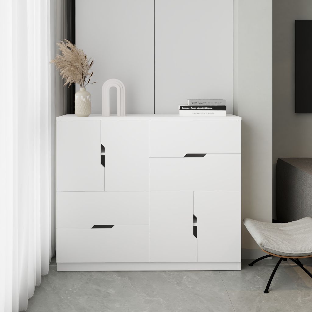 HAPPY FURNITURE , Tủ lưu trữ 4 cửa mở 4 ngăn kéo - DASH , THK_057 , 120x35x100cm