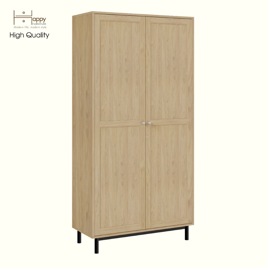 HAPPY FURNITURE , Kệ sách 6 tầng 2 cửa mở chân sắt - CATY , KSA_056 , 90cm x 39cm x 180cm