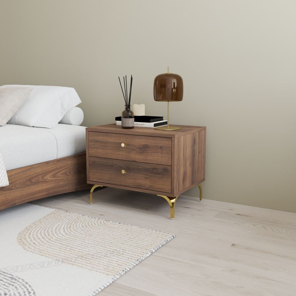 HAPPY FURNITURE , Táp đầu giường 2 ngăn kéo - HAPPI, THK_267 , 56cm x 40cm x 44cm DxRxC
