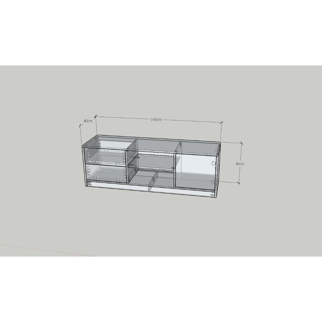 HAPPY FURNITURE , HEINEE - Kệ TV 2 ngăn kéo 1 cửa mở, KTV_068 , 140cm x 40cm x 46cm DxRxC, sản phẩm phổ thông